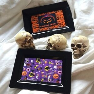 3D Decorative Mini Trays Halloween Theme Plastic Tray 2 Pc Set Spooky Decor NWT